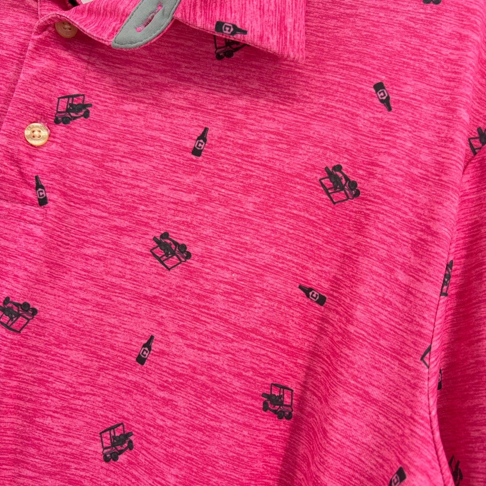 Chaps Golf Mens XL Pink Heather Golf Polo Shirt All Over Print‎ Cart Bottles - Picture 2 of 7